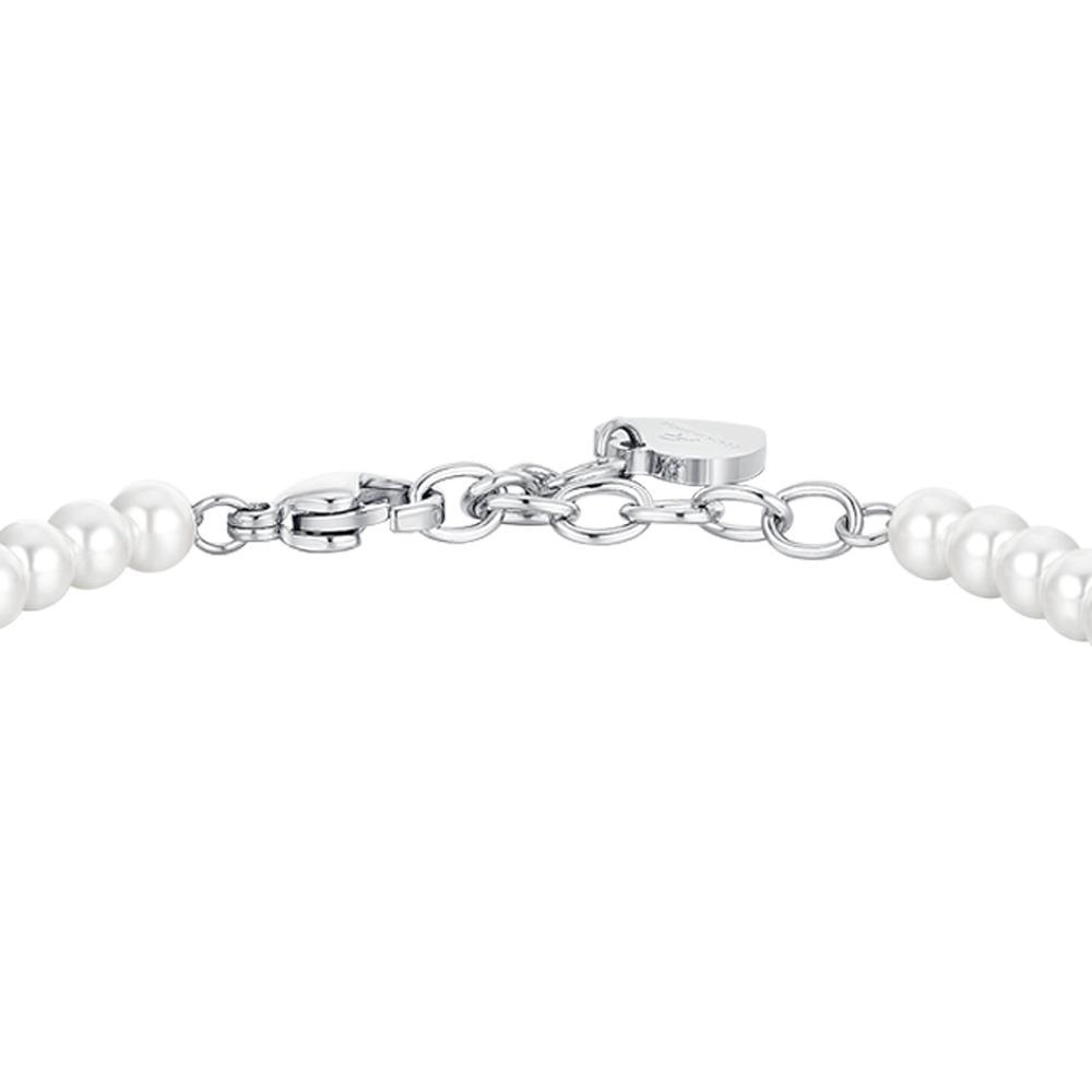 WOMAN'S BRACELET IN STEEL PEARLS AND HEART Luca Barra