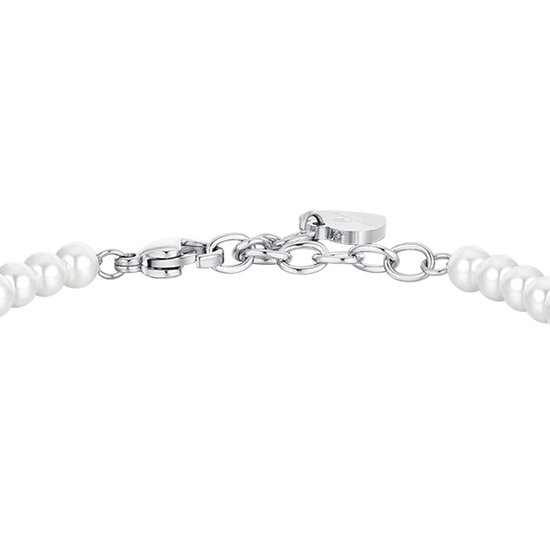 WOMAN'S BRACELET IN STEEL PEARLS AND HEART Luca Barra