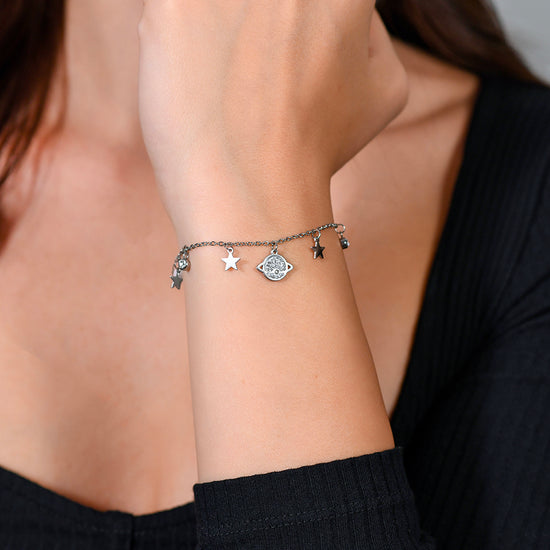 WOMAN'S BRACELET IN STEEL PLANET AND STARS Luca Barra