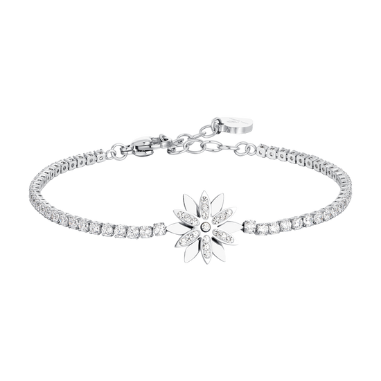 WOMAN'S TENNIS BRACELET IN STEEL FLOWER SWIRL Luca Barra