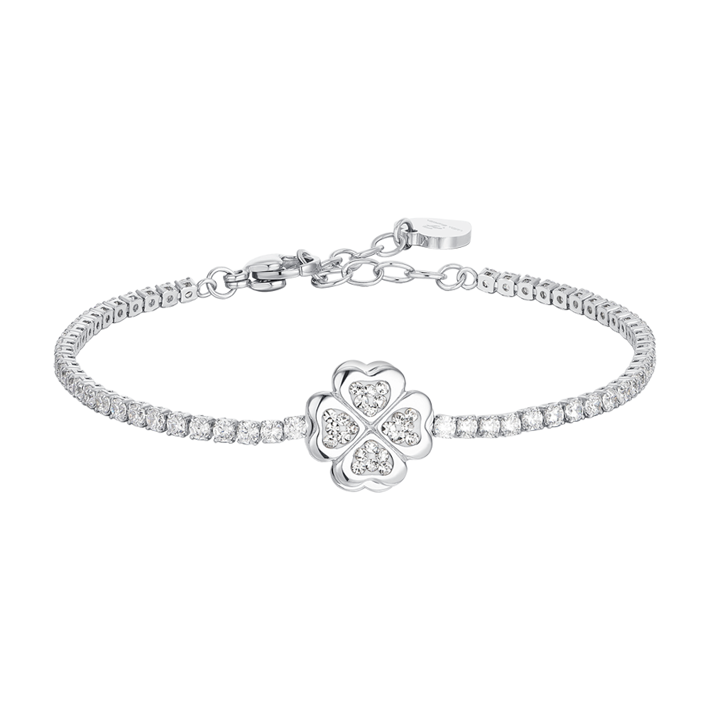 WOMAN'S TENNIS BRACELET IN STEEL QUADRIFOGLIO GIREVOLE Luca Barra