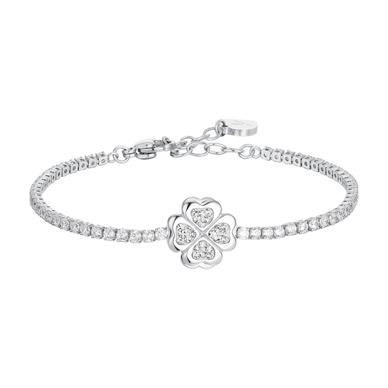 WOMAN'S TENNIS BRACELET IN STEEL QUADRIFOGLIO GIREVOLE Luca Barra