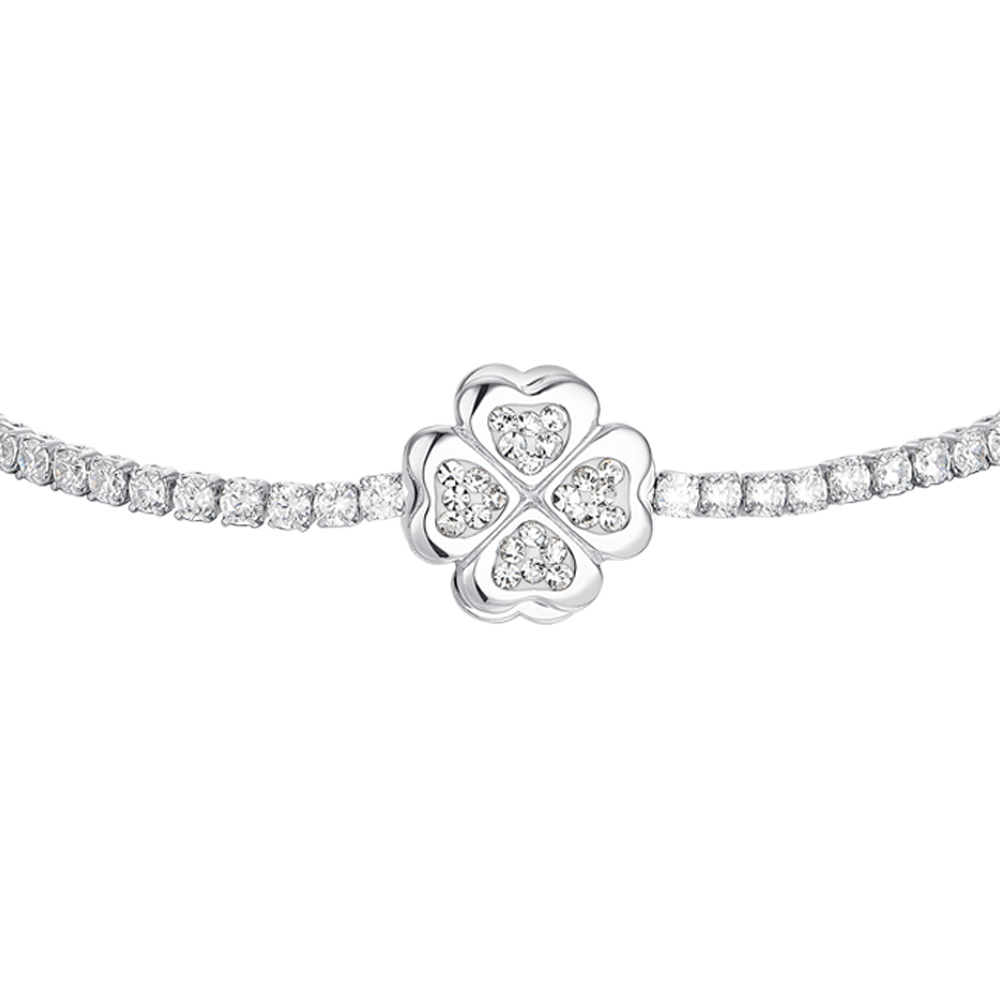 WOMAN'S TENNIS BRACELET IN STEEL QUADRIFOGLIO GIREVOLE Luca Barra