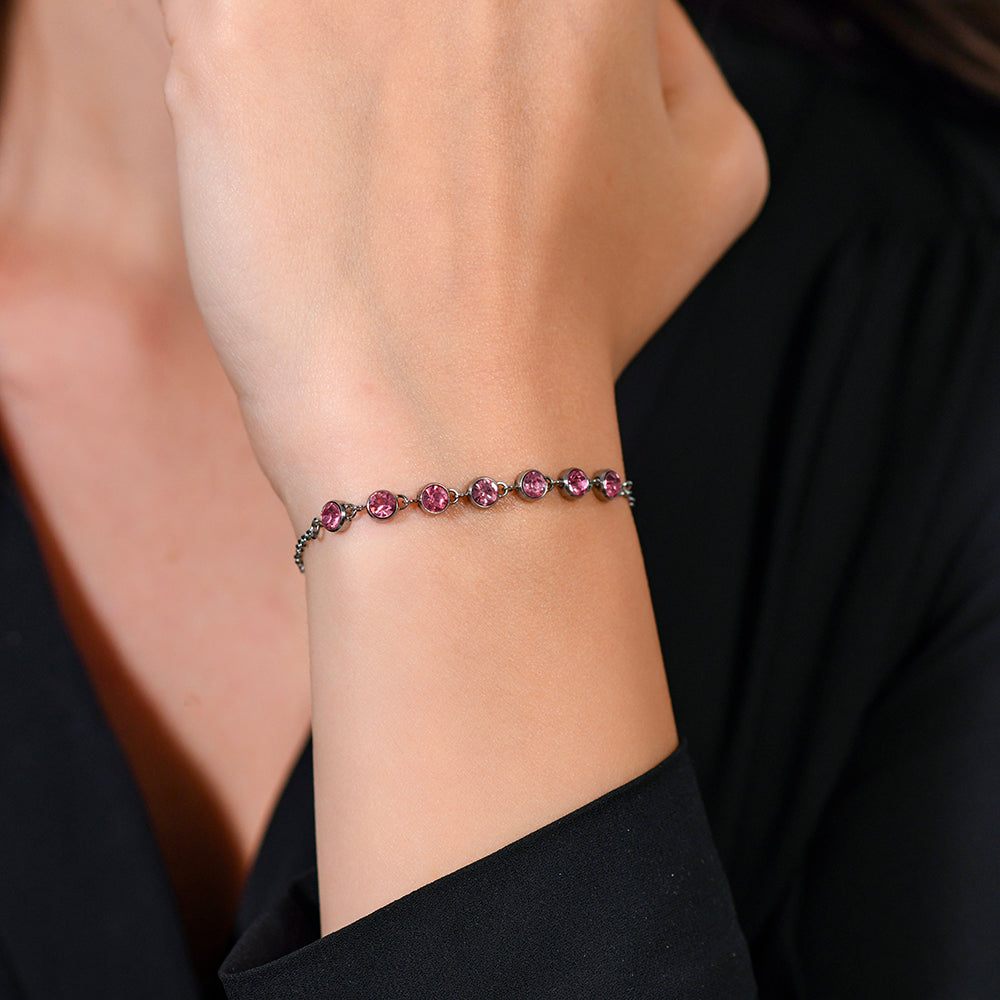 WOMAN'S BRACELET IN STEEL PINK CRYSTALS Luca Barra