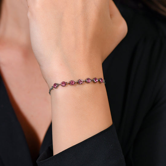 PINK CRYSTAL STEEL WOMEN'S BRACELET