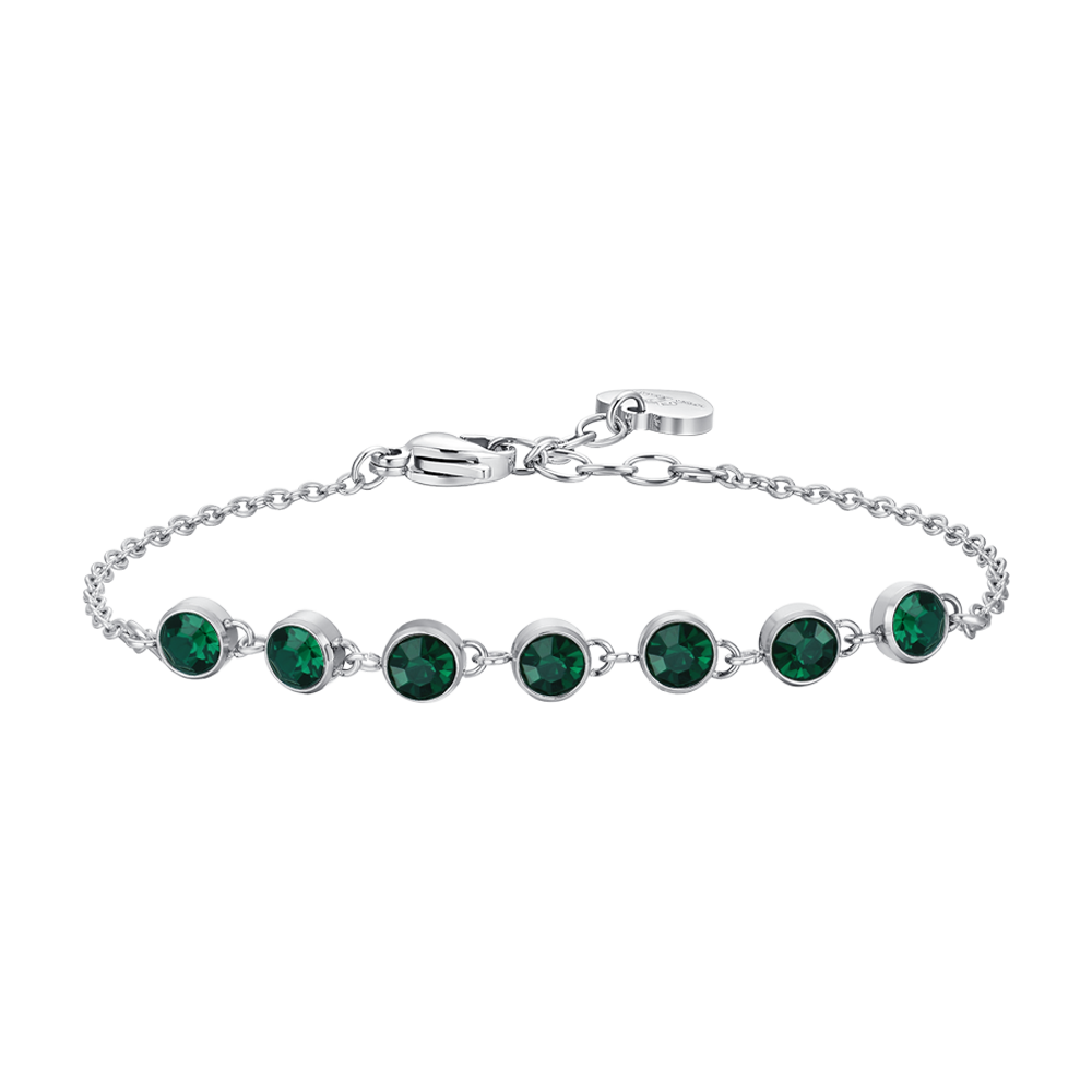 WOMAN'S BRACELET IN STEEL CRYSTALS GREEN Luca Barra