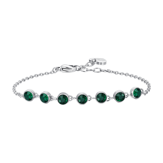 WOMAN'S BRACELET IN STEEL CRYSTALS GREEN Luca Barra