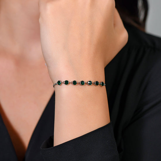 WOMAN'S BRACELET IN STEEL CRYSTALS GREEN Luca Barra