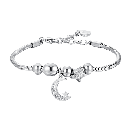 WOMEN'S STEEL MOON AND CRYSTALS BRACELET