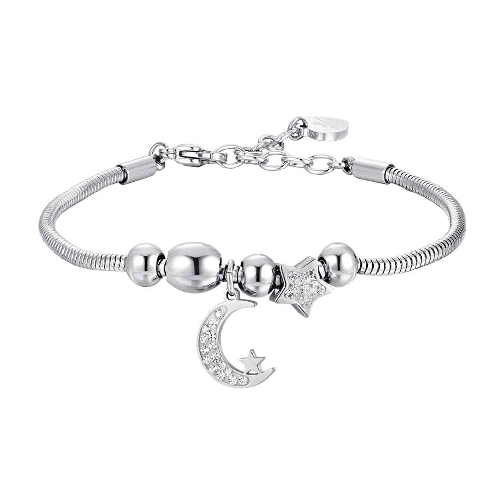 WOMEN'S STEEL MOON AND CRYSTALS BRACELET