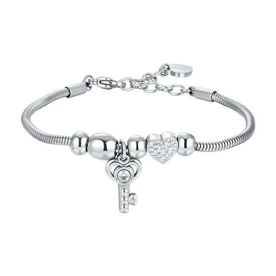 WOMAN'S BRACELET IN STEEL KEY AND CRYSTALS Luca Barra