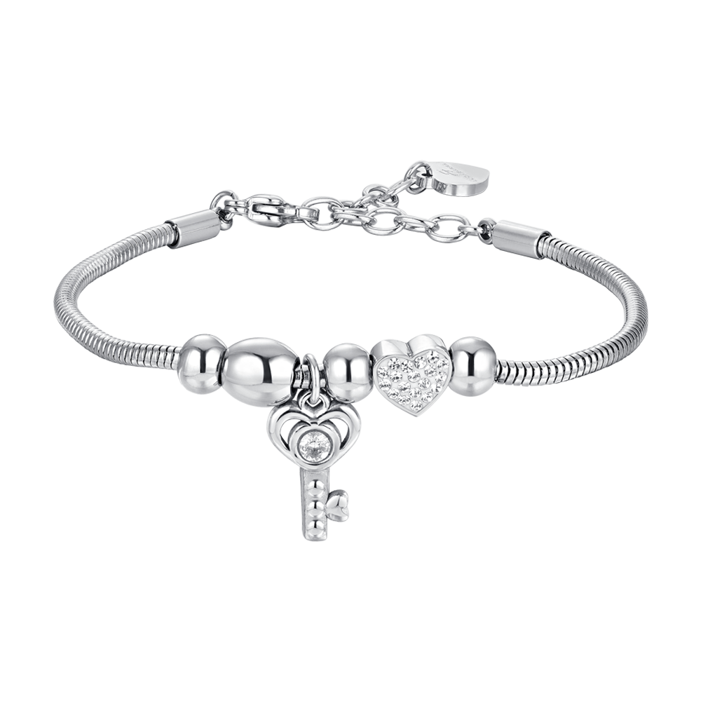 WOMEN'S STEEL KEY AND CRYSTAL BRACELET