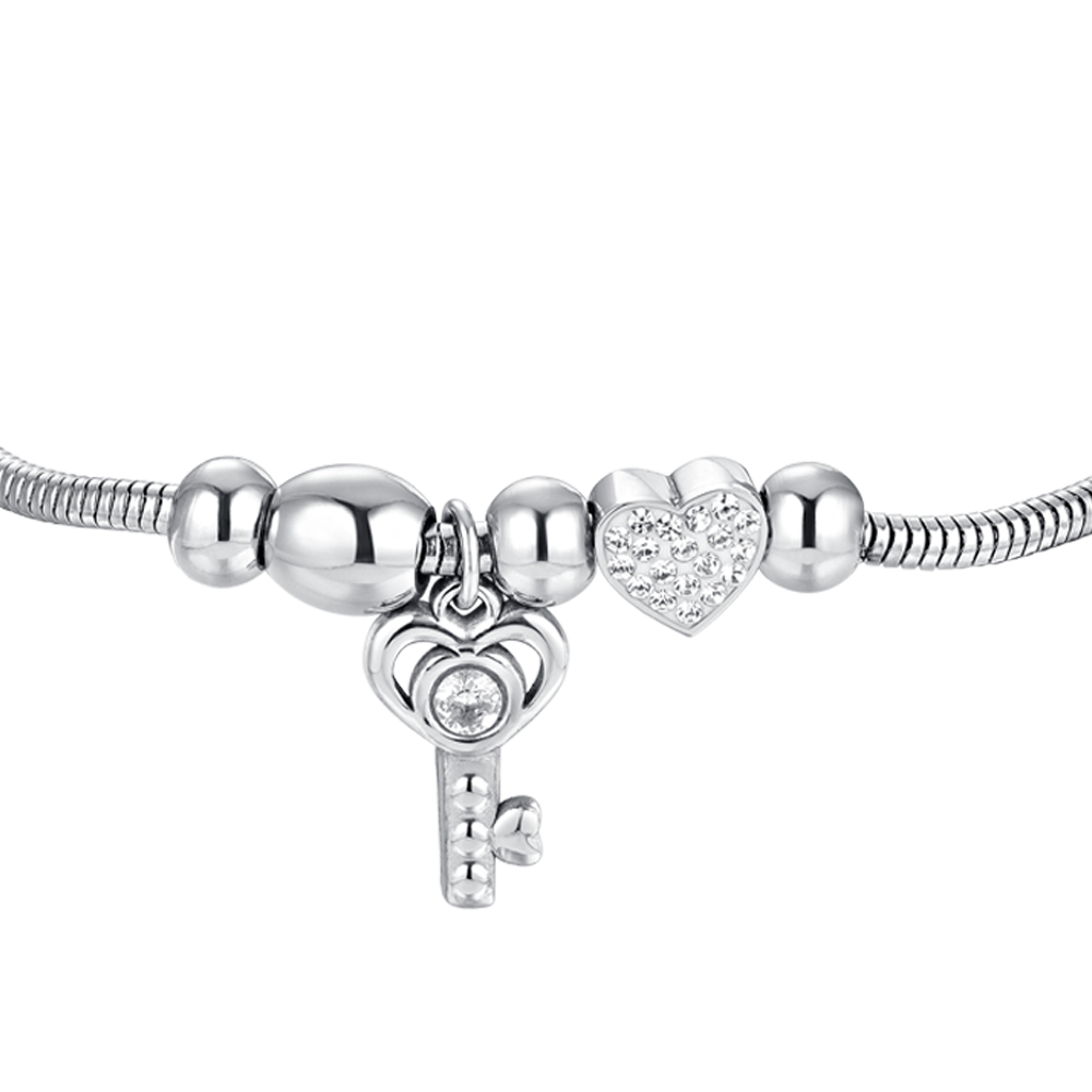 WOMAN'S BRACELET IN STEEL KEY AND CRYSTALS Luca Barra