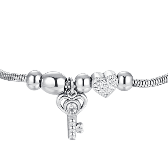 WOMAN'S BRACELET IN STEEL KEY AND CRYSTALS Luca Barra