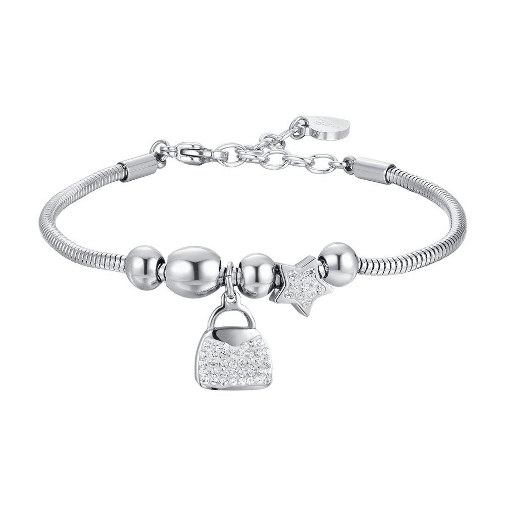 WOMAN'S BRACELET IN STEEL BAG AND CRYSTALS Luca Barra