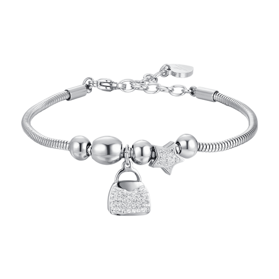 WOMEN'S STEEL BAG AND CRYSTALS BRACELET