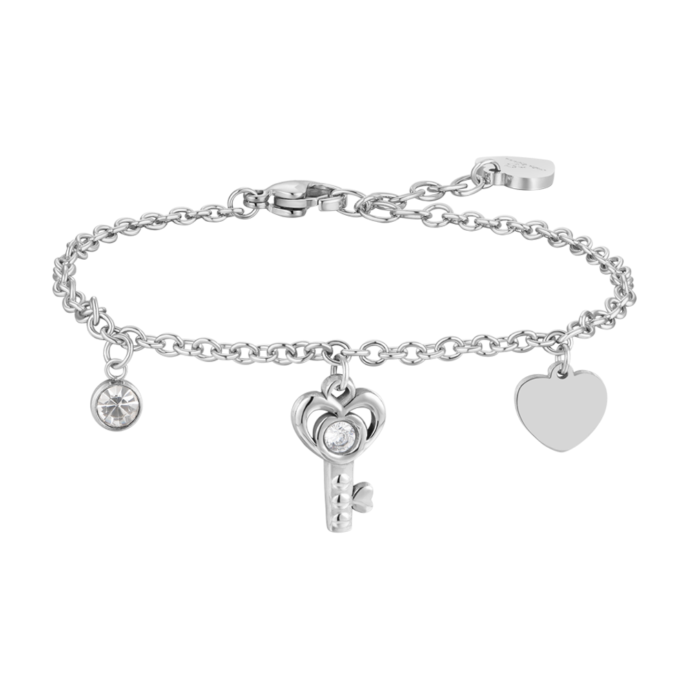 WOMAN'S BRACELET IN STEEL KEY AND HEART Luca Barra