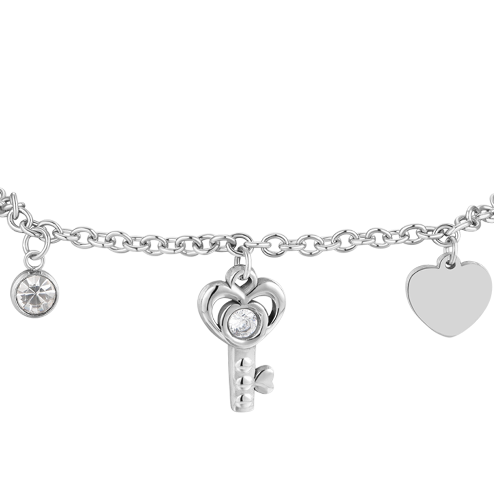 WOMEN'S STEEL KEY AND HEART BRACELET