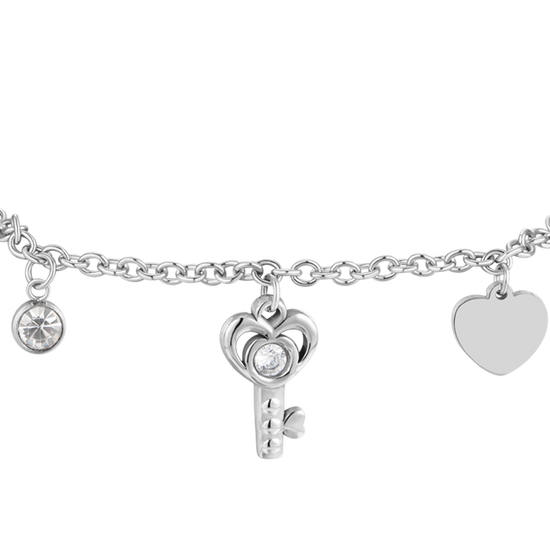 WOMEN'S STEEL KEY AND HEART BRACELET