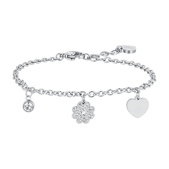 WOMEN'S STEEL FOUR-LEAF CLOVER AND HEART BRACELET