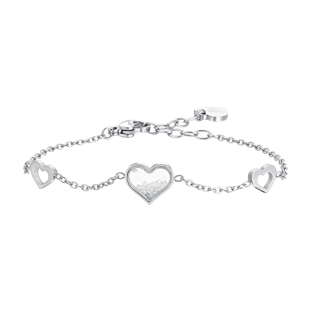 BRACCIALE DONNA IN ACCIAIO CUORI E ZIRCONI