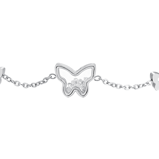 WOMEN'S STEEL BUTTERFLIES AND CUBIC ZIRCONIA BRACELET