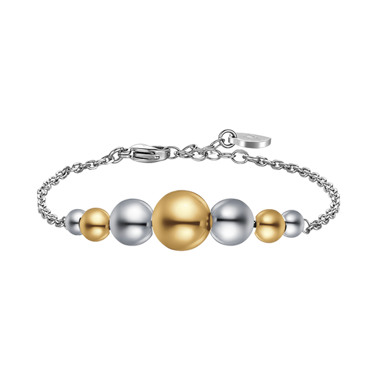 BRACCIALE DONNA SFERE ACCIAIO E  IP GOLD