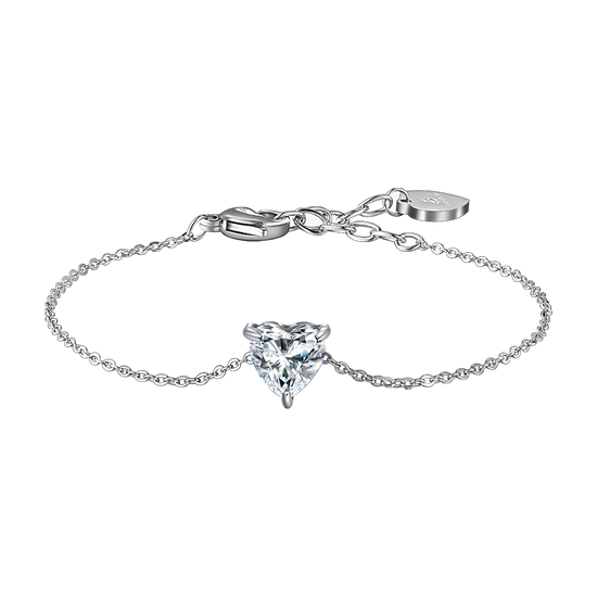 BRACCIALE DONNA IN ACCIAIO CON CUORE CRISTALLO BIANCO