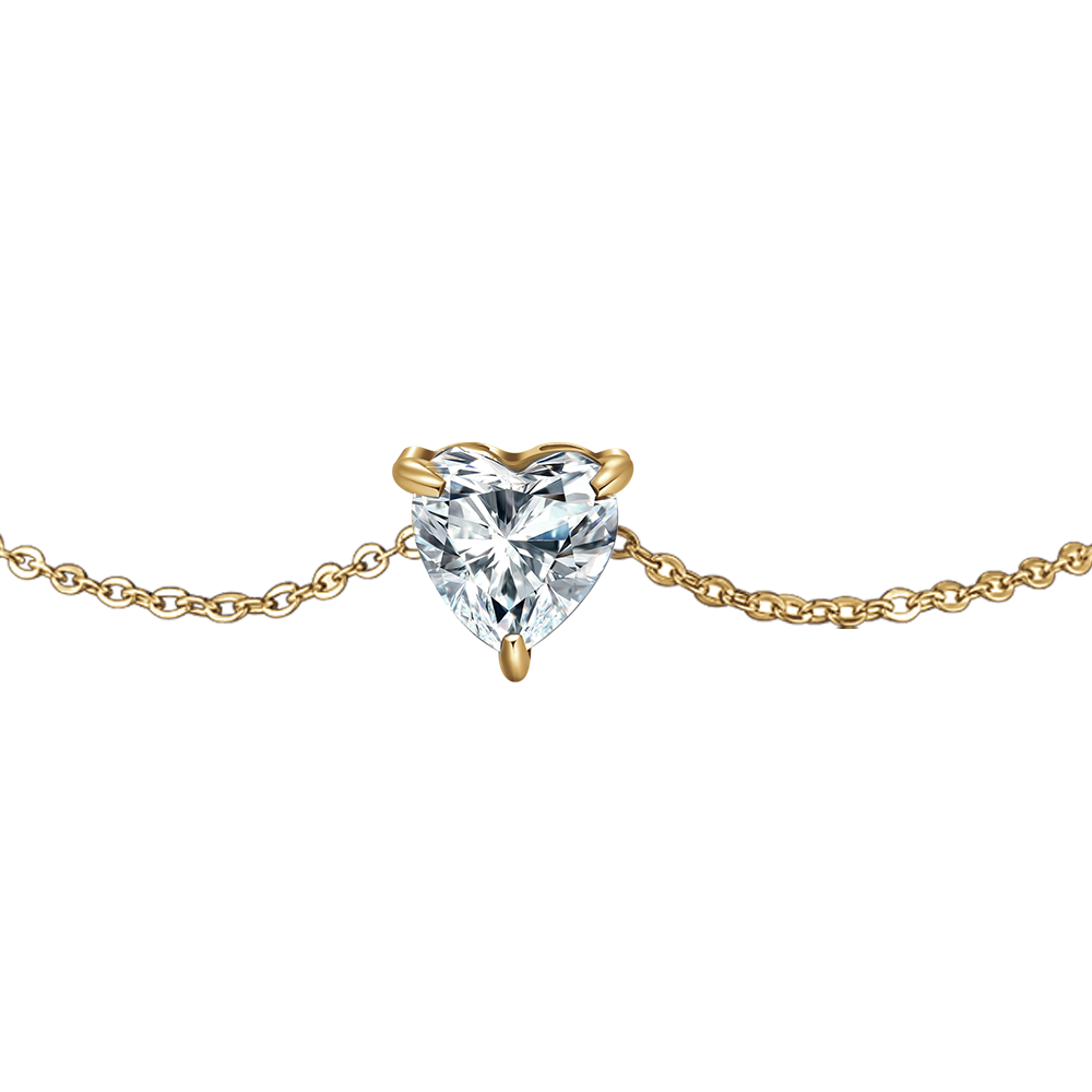 BRACCIALE DONNA IN ACCIAIO E  IP GOLD CON CUORE CRISTALLO BIANCO