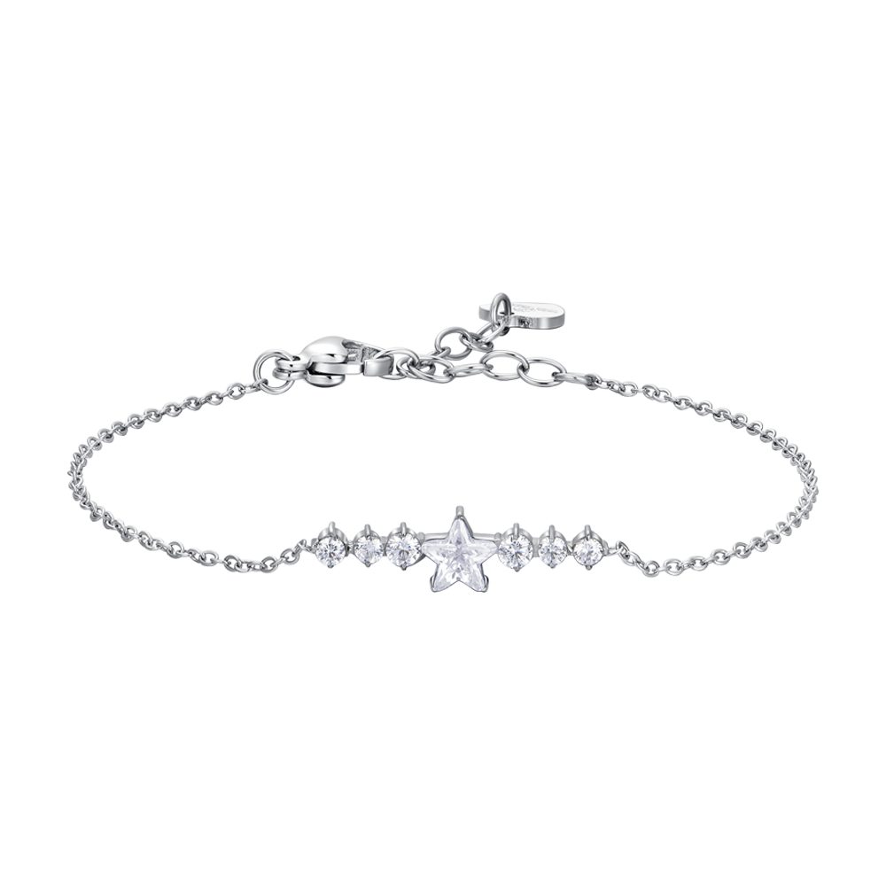 WOMEN'S STEEL BRACELET WITH STAR AND WHITE CRYSTALS