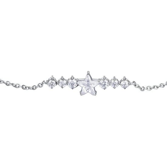 WOMEN'S STEEL BRACELET WITH STAR AND WHITE CRYSTALS