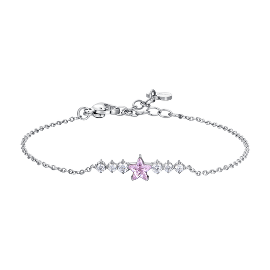 BRACCIALE DONNA IN ACCIAIO CON STELLA ROSA E CRISTALLI BIANCHI