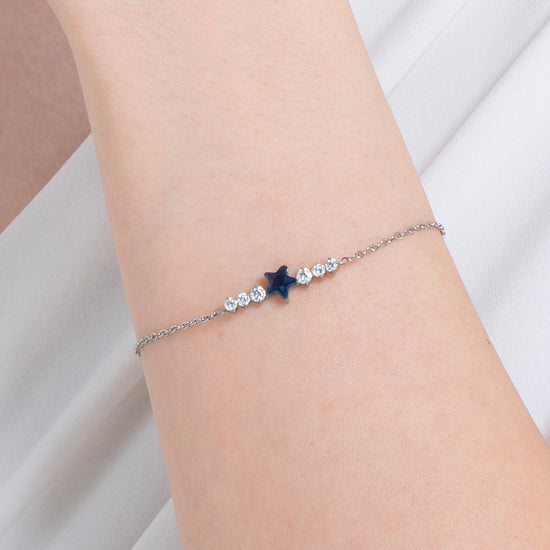 BRACCIALE DONNA IN ACCIAIO CON STELLA BLU E CRISTALLI BIANCHI