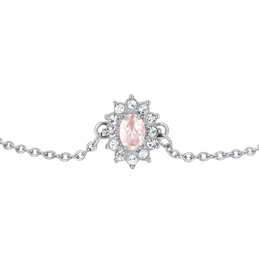 BRACCIALE DONNA IN ACCIAIO CRISTALLI E ZIRCONE ROSA Luca Barra