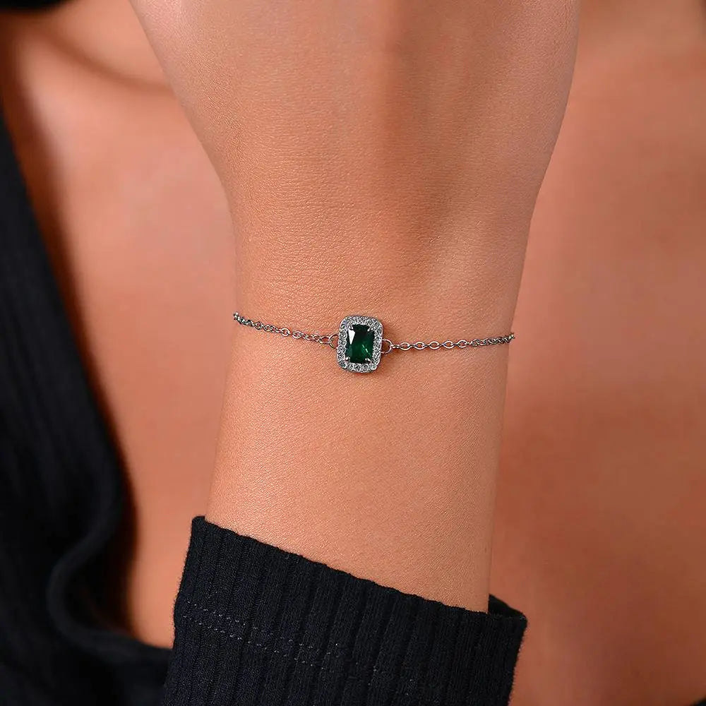 BRACCIALE DONNA IN ACCIAIO CRISTALLI E ZIRCONE VERDE Luca Barra