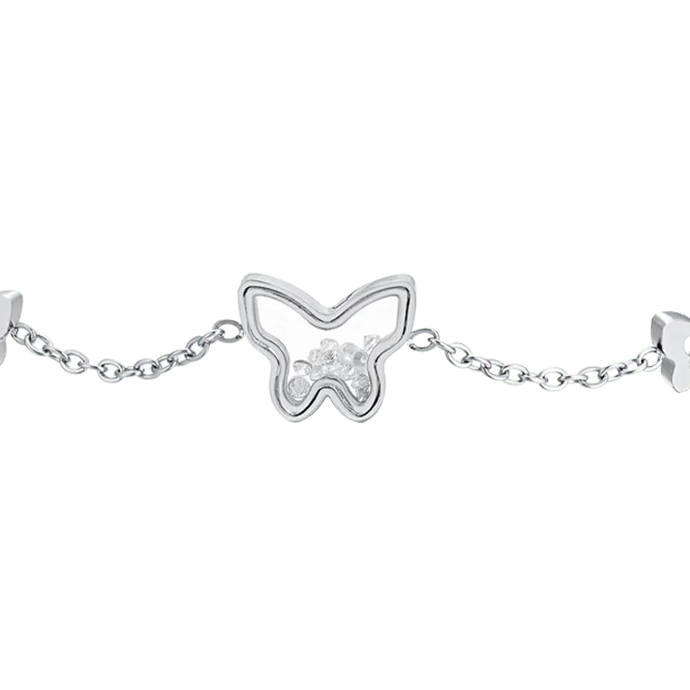 WOMAN'S BRACELET IN STEEL BUTTERFLY AND ZIRCONES Luca Barra