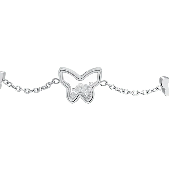 WOMAN'S BRACELET IN STEEL BUTTERFLY AND ZIRCONES Luca Barra