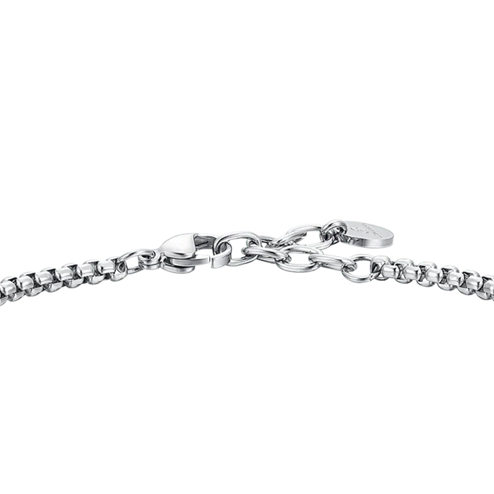 MAN'S BRACELET IN ANCHOR STEEL AND BLACK CRYSTAL Luca Barra