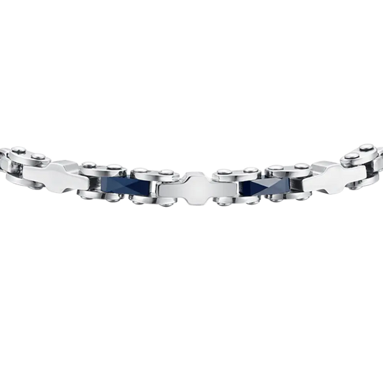 BRACCIALE UOMO IN ACCIAIO CON CERAMICA BLU ED ELEMENTI Luca Barra