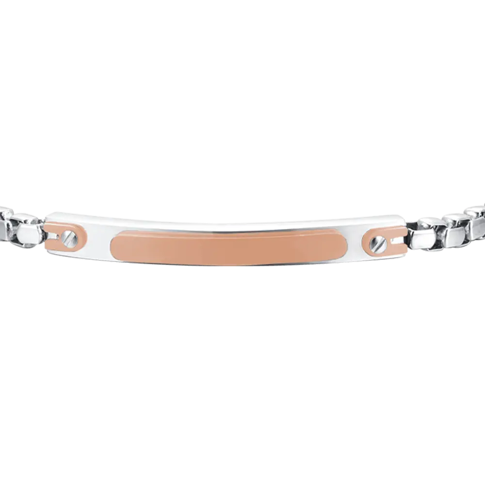 MEN'S STEEL BRACELET WITH IP ROSE PLATE Luca Barra