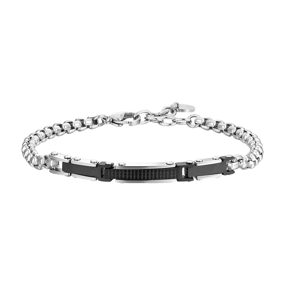 MEN'S BRACELET IN STEEL AND STEEL ELEMENTS IP BLACK Luca Barra