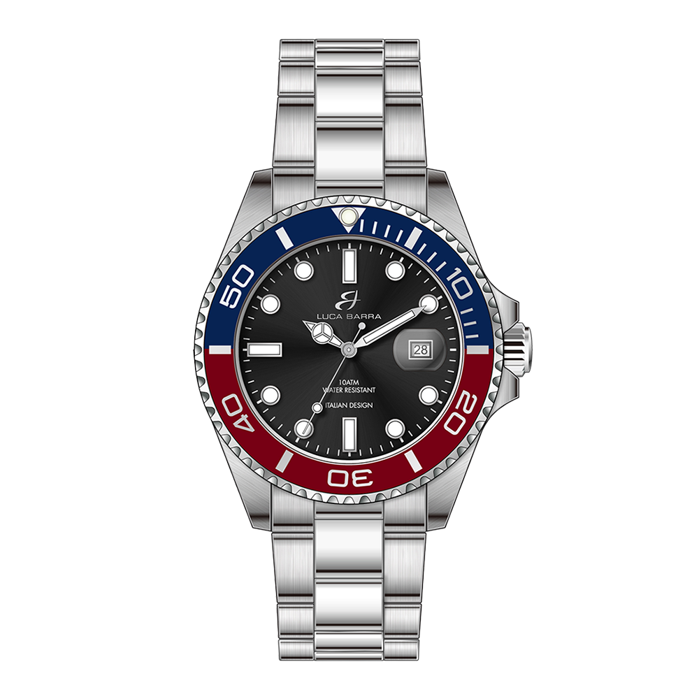 MEN'S WATCH WITH BLUE AND RED ICE STEEL CASE Luca Barra