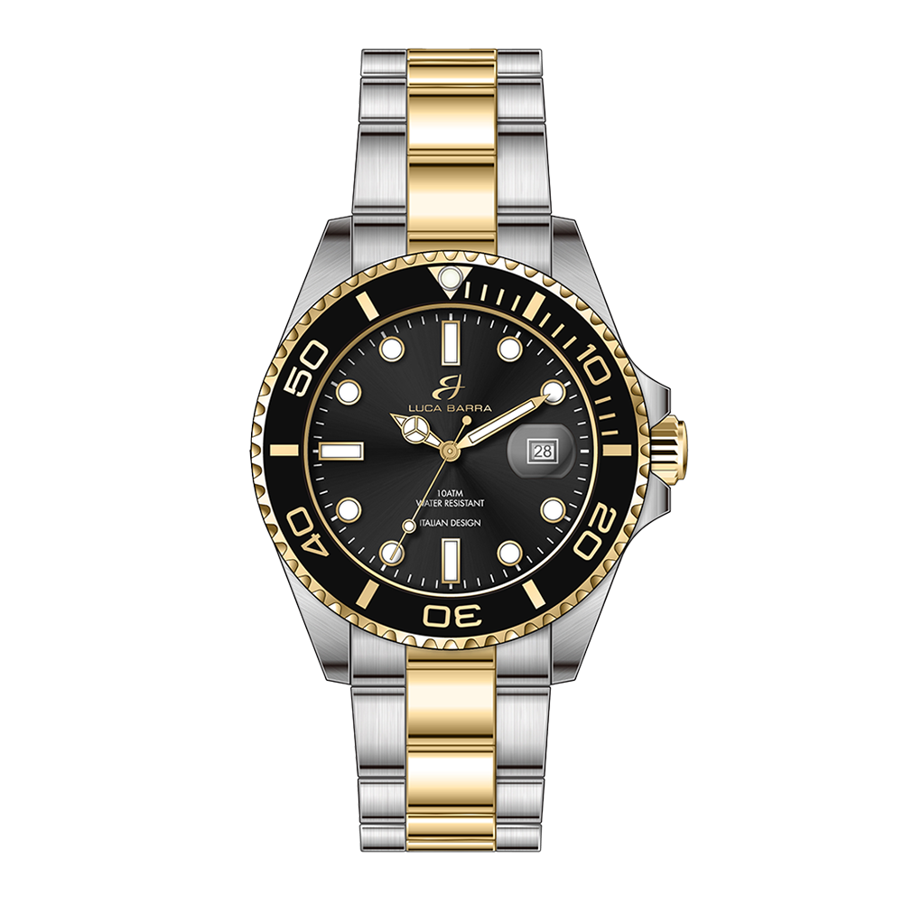 MEN'S WATCH WITH STEEL CASE BLACK BEZEL