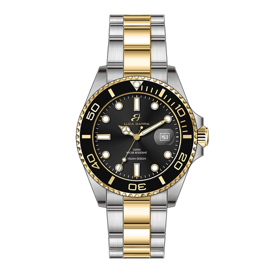 MEN'S WATCH WITH STEEL CASE BLACK BEZEL