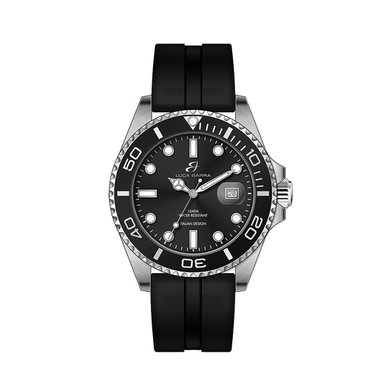 MEN'S WATCH WITH STEEL CASE BLACK BEZEL BLACK DIAL