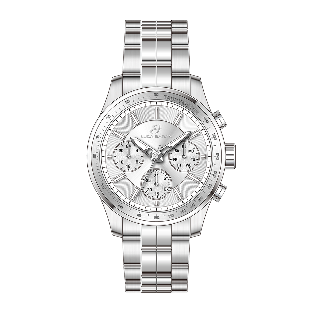 MEN'S STEEL WATCH WITH SILVER DIAL AND SILVER BEZEL