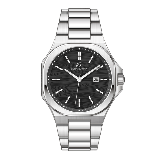 MEN'S STEEL WATCH BLACK DIAL, SILVER DETAILS