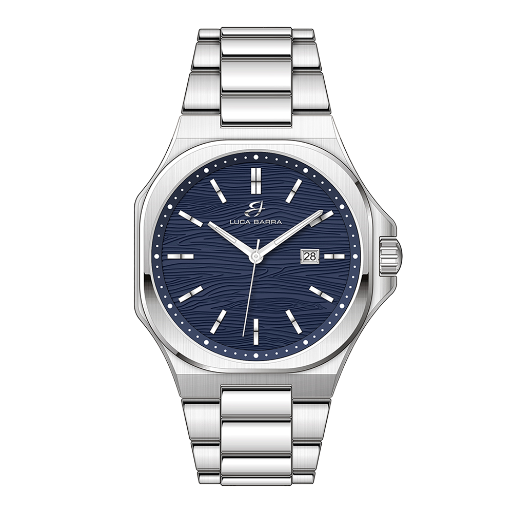 MEN'S STEEL WATCH BLUE DIAL, SILVER DETAILS