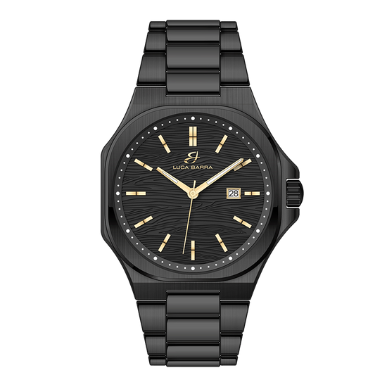 STEEL MEN'S WATCH IP BLACK DIAL, IP GOLD DETAILS