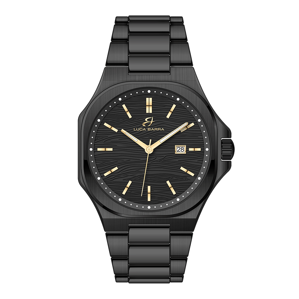 STEEL MEN'S WATCH IP BLACK DIAL, IP GOLD DETAILS